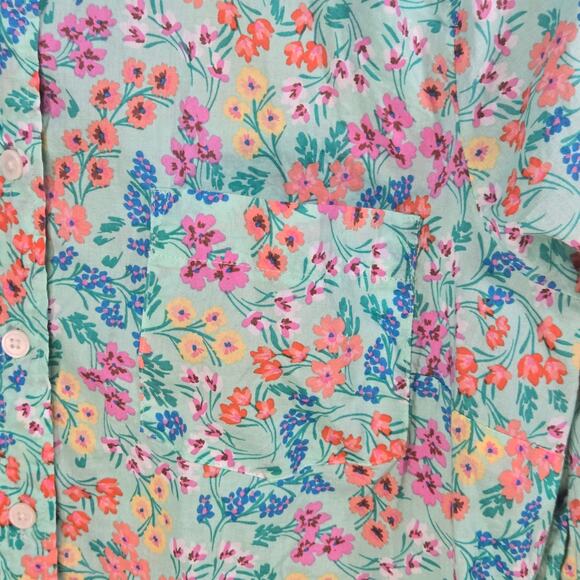 J Crew Women's Re Imagined Floral Button Up 100% Cotton Long Sleeve Shirt Size L - Picture 6 of 10